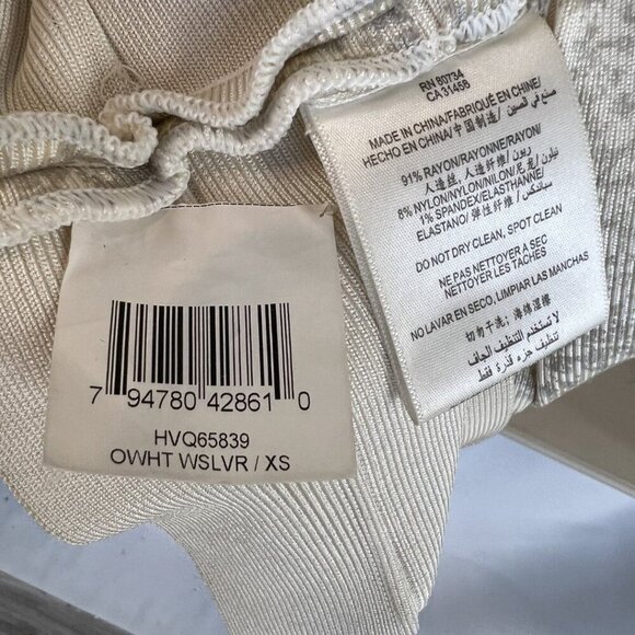 Herve Leger Beige Silver V-Neck Bandage Dress $1290 - Picture 12 of 13